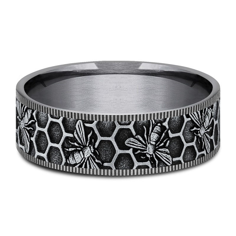 Main Image 3 of Men's Bee Comfort-Fit Wedding Band Tantalum & 14K White Gold 7.5mm