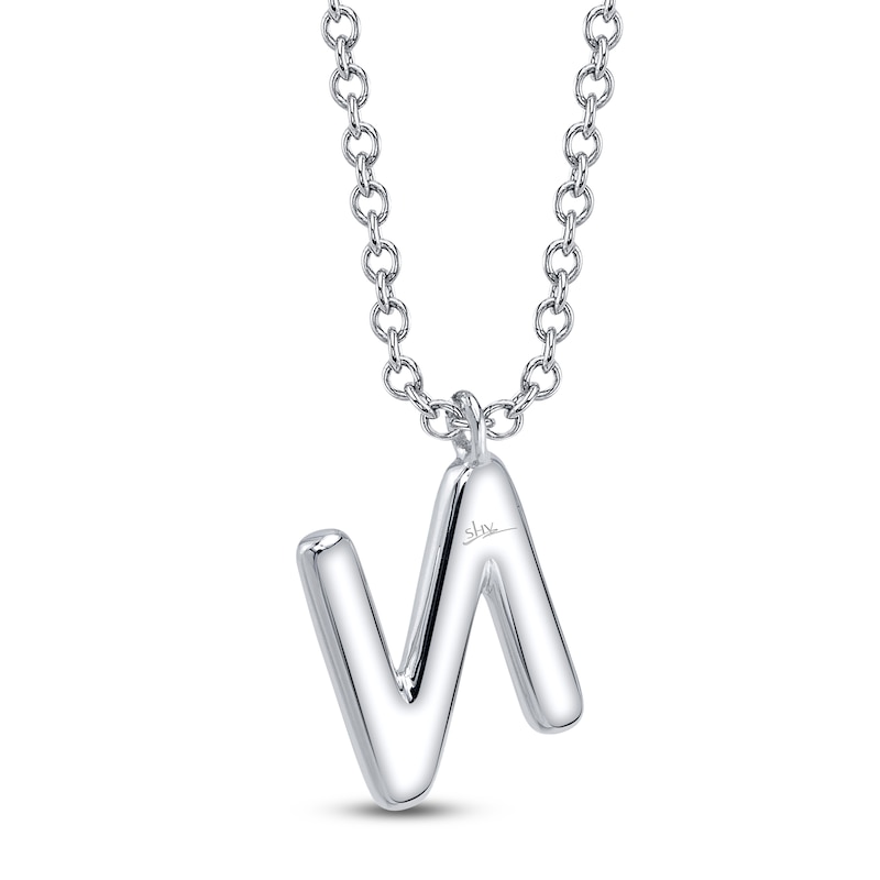 Main Image 3 of Shy Creation Diamond Letter N Pavé Necklace 1/10 ct tw 14K White Gold 18" SC55028331-N