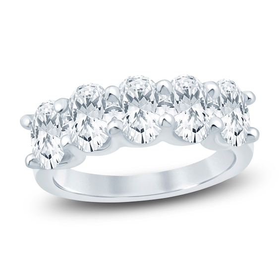 Oval-Cut Lab-Grown Diamond Five-Stone Anniversary Ring 3 ct tw 14K White Gold