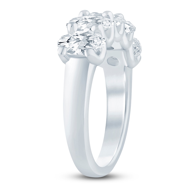 Main Image 2 of Oval-Cut Lab-Grown Diamond Five-Stone Anniversary Ring 3 ct tw 14K White Gold