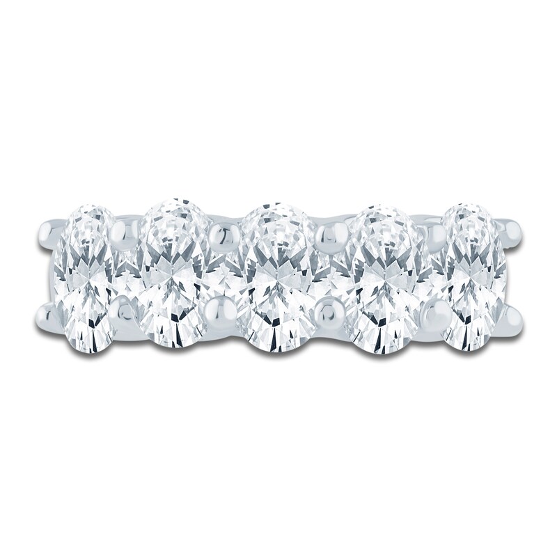 Main Image 3 of Oval-Cut Lab-Grown Diamond Five-Stone Anniversary Ring 3 ct tw 14K White Gold