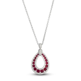 Le Vian Natural Ruby Teardrop Necklace 1/2 ct tw 14K Vanilla Gold 19"