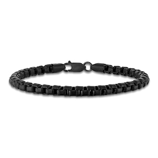 1933 by Esquire Men's Box Chain Bracelet 5mm Black Ion-Plated Sterling Silver 8.5"