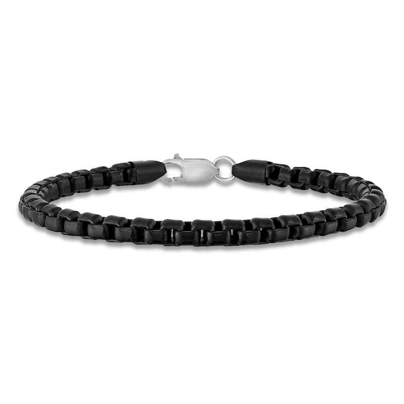 Main Image 1 of 1933 by Esquire Men's Box Chain Bracelet 5mm Black Ion-Plated Sterling Silver 8.5"