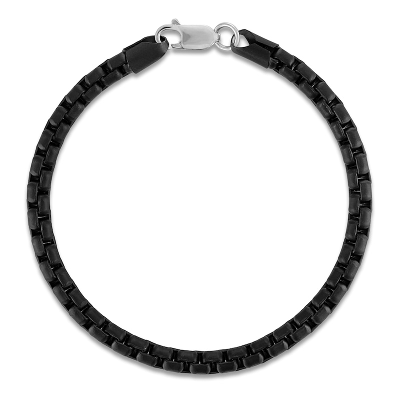Main Image 2 of 1933 by Esquire Men's Box Chain Bracelet 5mm Black Ion-Plated Sterling Silver 8.5"