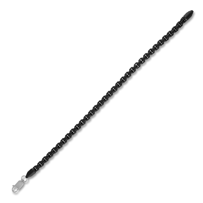 Main Image 3 of 1933 by Esquire Men's Box Chain Bracelet 5mm Black Ion-Plated Sterling Silver 8.5"