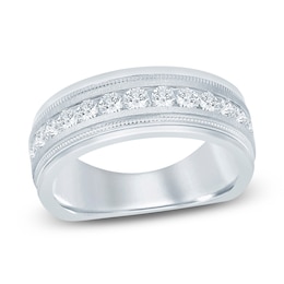 Men's Lab-Grown Diamond Milgrain-Edge Band 1 ct tw 14K White Gold