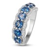 Thumbnail Image 2 of Natural London Blue Topaz & White Lab-Created Sapphire Seven-Stone Ring Sterling Silver