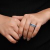 Thumbnail Image 3 of Natural London Blue Topaz & White Lab-Created Sapphire Seven-Stone Ring Sterling Silver