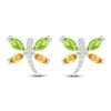 Thumbnail Image 1 of Marquise-Cut Peridot, Citrine & White Lab-Created Sapphire Dragonfly Stud Earrings Sterling Silver