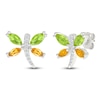 Thumbnail Image 2 of Marquise-Cut Peridot, Citrine & White Lab-Created Sapphire Dragonfly Stud Earrings Sterling Silver