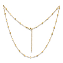 Diamond-Cut Cable Chain Station Necklace Solid 10K Yellow Gold 18"