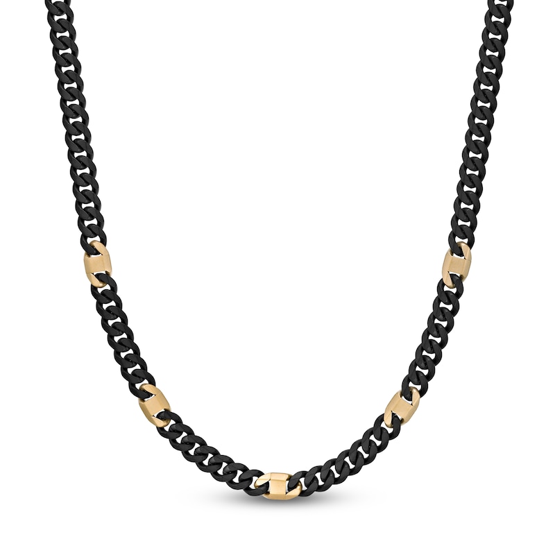 Main Image 1 of Men's Curb Chain Necklace 8mm Black & Yellow Ion-Plated Stainless Steel 20"