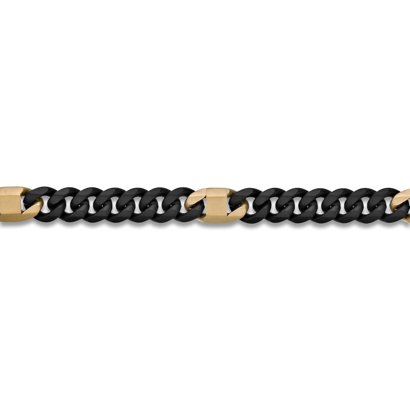 Main Image 2 of Men's Curb Chain Necklace 8mm Black & Yellow Ion-Plated Stainless Steel 20"