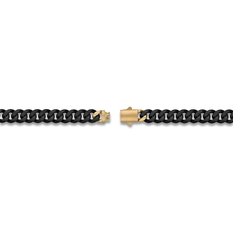 Main Image 3 of Men's Curb Chain Necklace 8mm Black & Yellow Ion-Plated Stainless Steel 20"