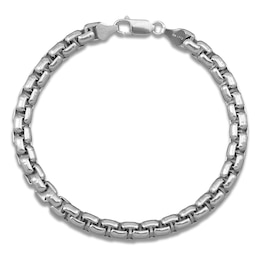 Box Chain Bracelet 6.4mm Solid Sterling Silver 8.5"