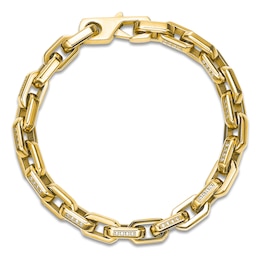 Men's White Lab-Created Sapphire Link Bracelet Yellow Ion-Plated Stainless Steel 8.5"