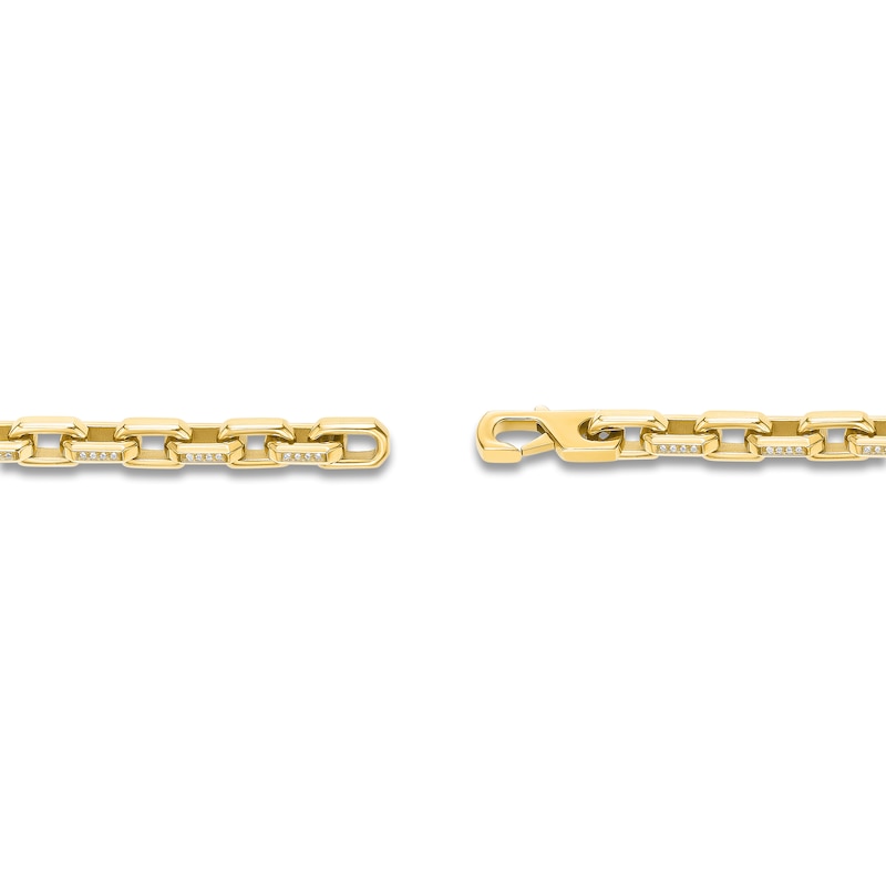 Main Image 4 of Men's White Lab-Created Sapphire Link Bracelet Yellow Ion-Plated Stainless Steel 8.5"