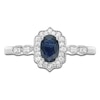 Thumbnail Image 3 of Oval-Cut Natural Blue Sapphire & Diamond Arabesque Halo Ring 1/8 ct tw 10K White Gold