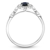 Thumbnail Image 4 of Oval-Cut Natural Blue Sapphire & Diamond Arabesque Halo Ring 1/8 ct tw 10K White Gold