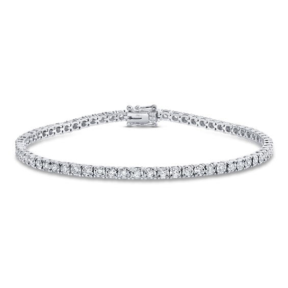 Shy Creation Diamond Tennis Bracelet 7/8 ct tw Round 14K White Gold 7" SC55002949