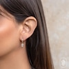 Thumbnail Image 3 of Shy Creation Baguette & Round-Cut Multi-Diamond Dangle Hoop Earrings 1/5 ct tw 14K Yellow Gold