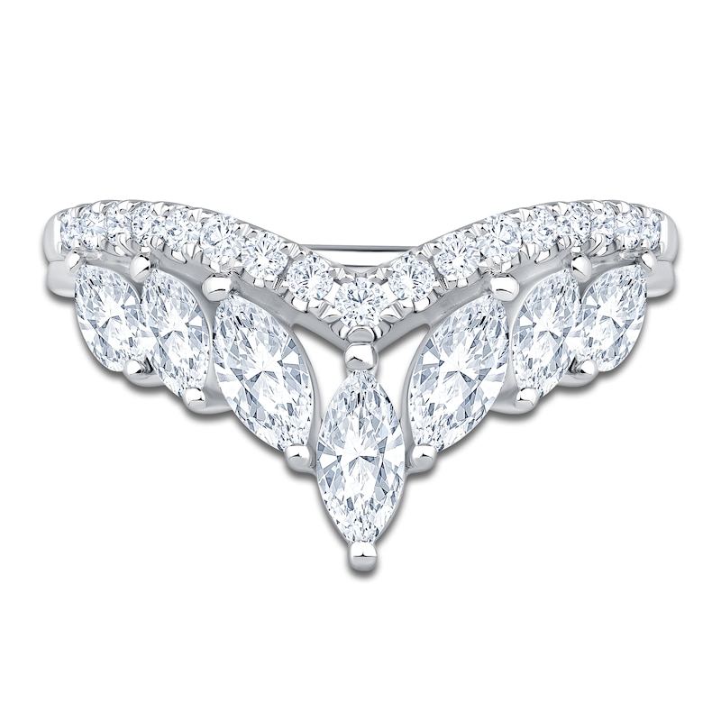Main Image 3 of Marquise & Round-Cut Lab-Grown Diamond Contour Anniversary Ring 1 ct tw 14K White Gold