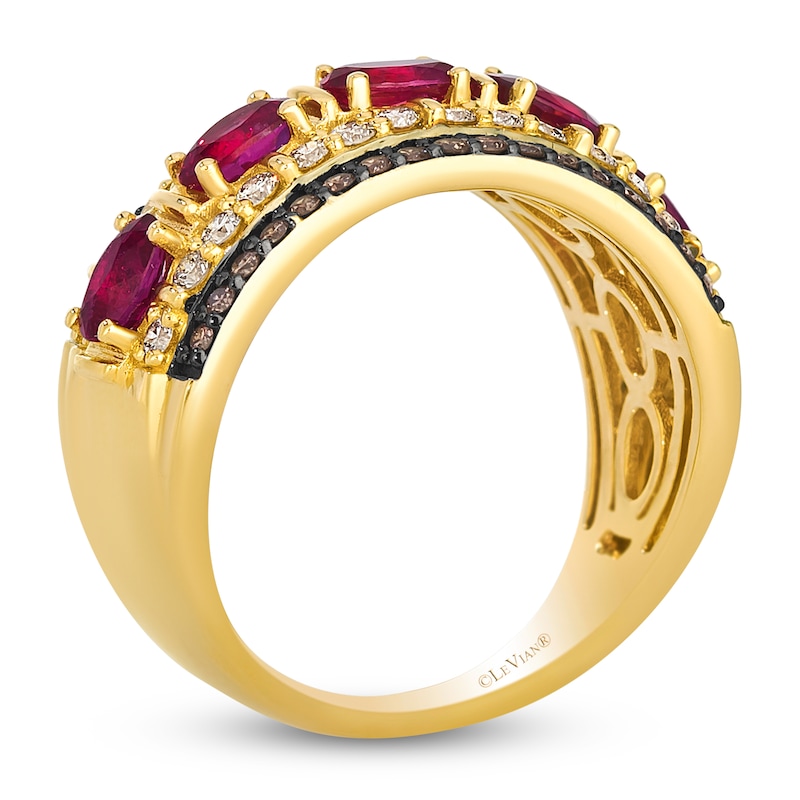 Main Image 2 of Le Vian Natural Oval-Cut Ruby Ring 2 ct tw Diamonds 14K Honey Gold