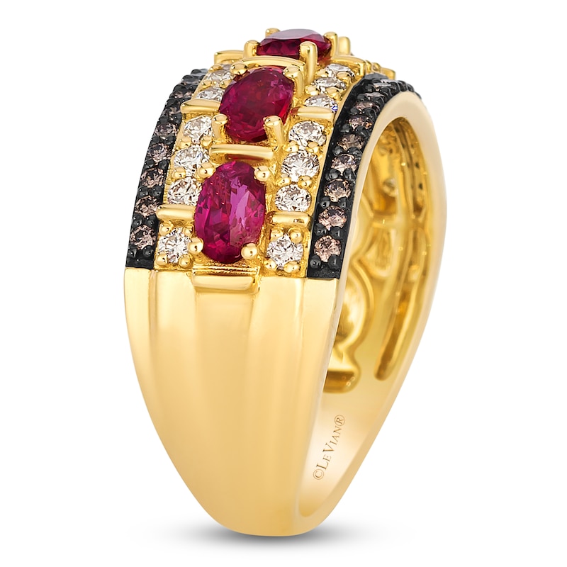 Main Image 3 of Le Vian Natural Oval-Cut Ruby Ring 2 ct tw Diamonds 14K Honey Gold