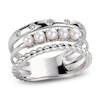 Thumbnail Image 1 of Cultured Pearl & White Lab-Created Sapphire Faux Stack Ring Sterling Silver