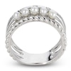 Thumbnail Image 2 of Cultured Pearl & White Lab-Created Sapphire Faux Stack Ring Sterling Silver
