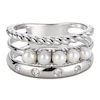 Thumbnail Image 3 of Cultured Pearl & White Lab-Created Sapphire Faux Stack Ring Sterling Silver