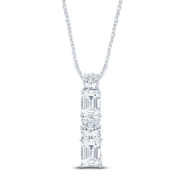 Pnina Tornai Round & Emerald-Cut Lab-Grown Diamond Vertical Drop Necklace 2 ct tw 14K White Gold