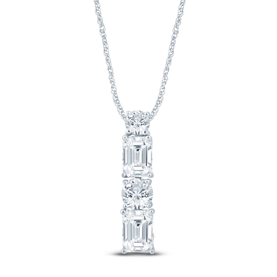 Pnina Tornai Round & Emerald-Cut Lab-Grown Diamond Vertical Drop Necklace 2 ct tw 14K White Gold