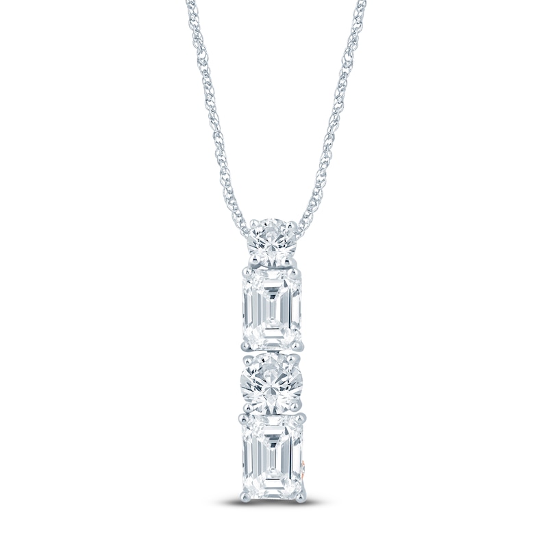 Main Image 1 of Pnina Tornai Round & Emerald-Cut Lab-Grown Diamond Vertical Drop Necklace 2 ct tw 14K White Gold