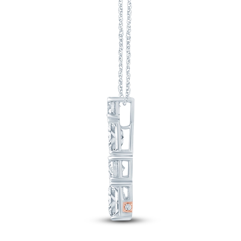 Main Image 2 of Pnina Tornai Round & Emerald-Cut Lab-Grown Diamond Vertical Drop Necklace 2 ct tw 14K White Gold