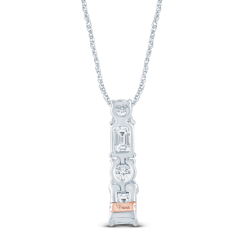 Main Image 3 of Pnina Tornai Round & Emerald-Cut Lab-Grown Diamond Vertical Drop Necklace 2 ct tw 14K White Gold