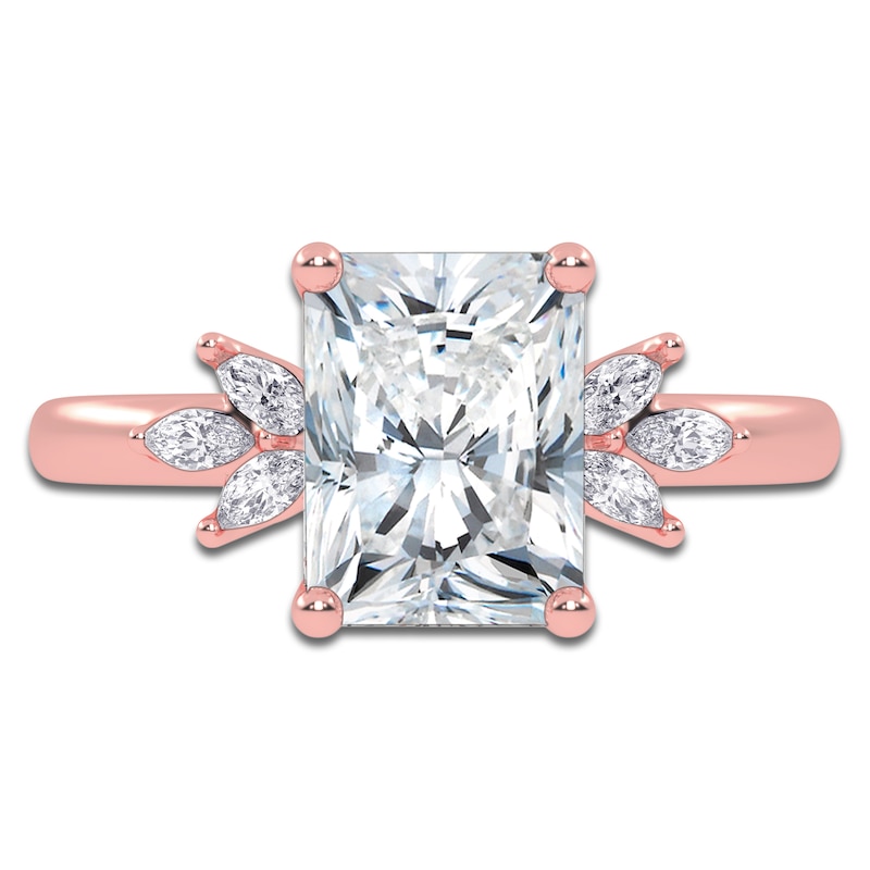 Main Image 3 of Radiant-Cut Lab-Grown Diamond Engagement Ring 2-1/6 ct tw 14K Rose Gold