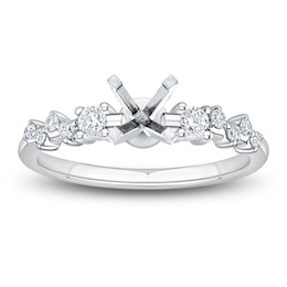 Certified Diamond Scatter Shank Engagement Ring Setting 1/5 ct tw 14K White Gold