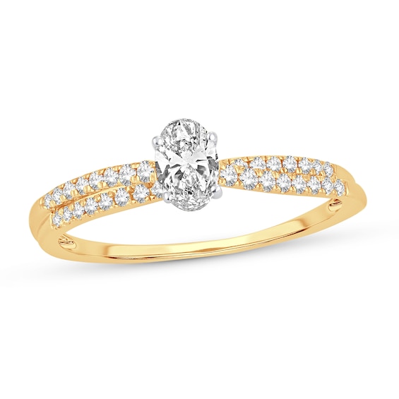 Diamond Ring 12 ct tw Oval 14K Yellow Gold