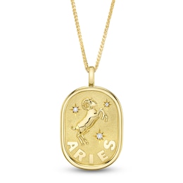 Shy ICON Zodiac Diamond Accent Aries Necklace 14K Yellow Gold 18" B22001099-ARI