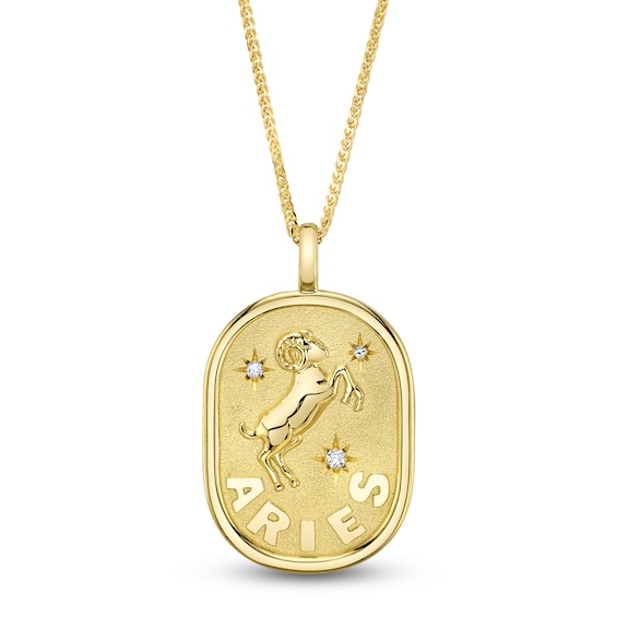 Shy ICON Zodiac Diamond Accent Aries Necklace 14K Yellow Gold 18" B22001099-ARI