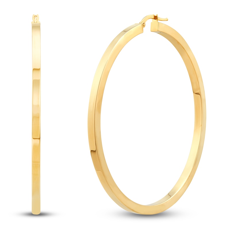Main Image 1 of Hollow Square Tube Hoop Earrings 10K Yellow Gold 60mm