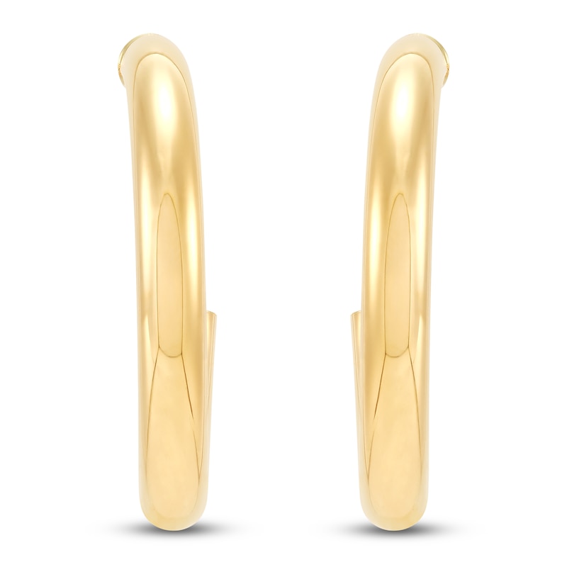 Main Image 3 of Hollow Tube J-Hoop Earrings 10K Yellow Gold 35mm