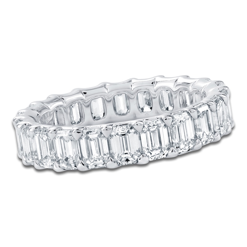 Main Image 1 of Certified Emerald-Cut Diamond Eternity Band 3-5/8 to 4-5/8 ct tw Platinum