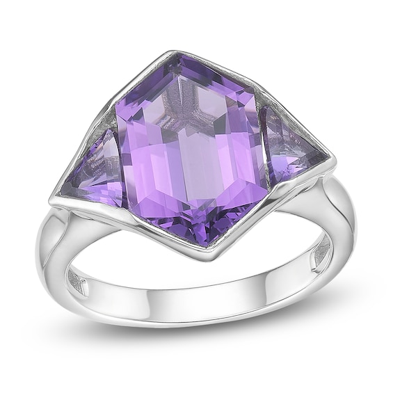 Fancy-Cut Amethyst Ring Sterling Silver