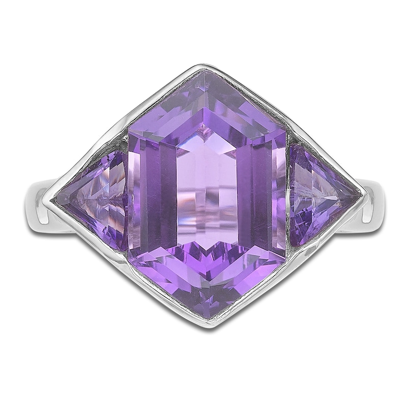 Main Image 3 of Fancy-Cut Amethyst Ring Sterling Silver