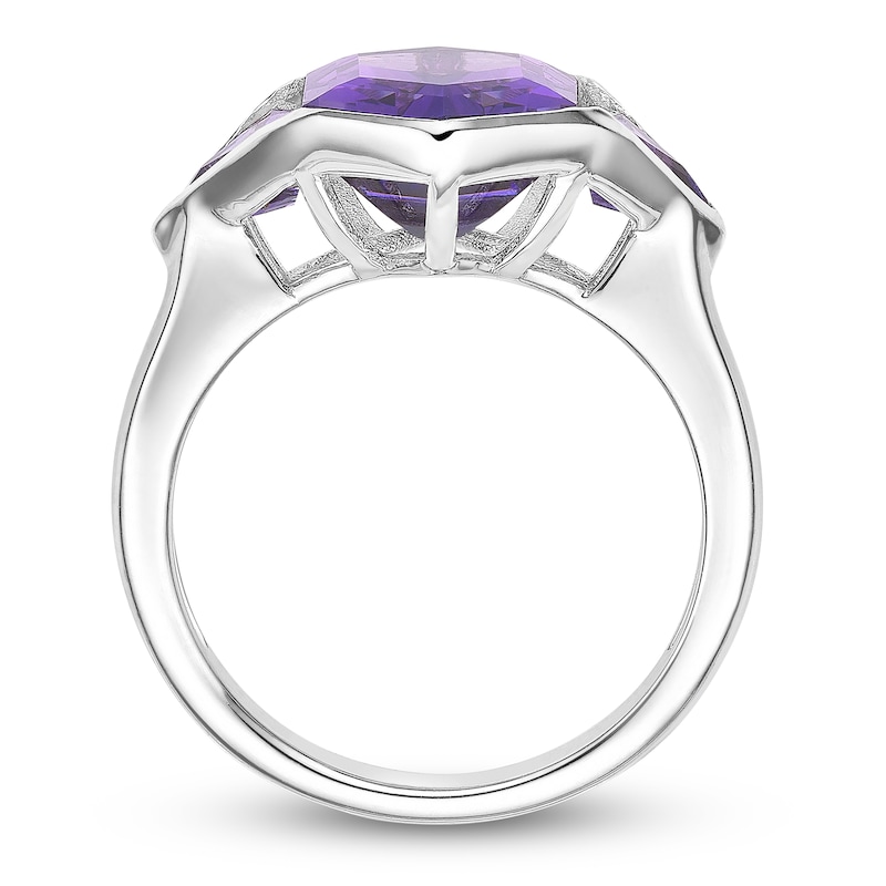 Main Image 4 of Fancy-Cut Amethyst Ring Sterling Silver