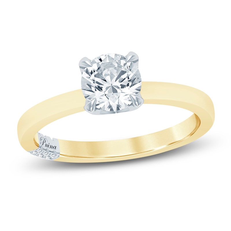 Main Image 1 of Pnina Tornai Certified Round-Cut Lab-Grown Diamond Solitaire Plus Engagement Ring 1-1/8 ct tw 14K Yellow Gold (VS2/F)