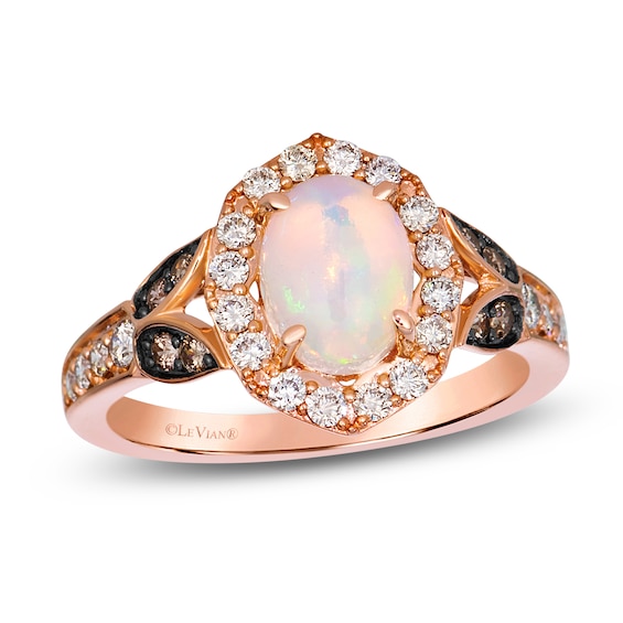 Le Vian Oval Natural Opal Ring 1/2 ct tw Diamonds 14K Strawberry Gold